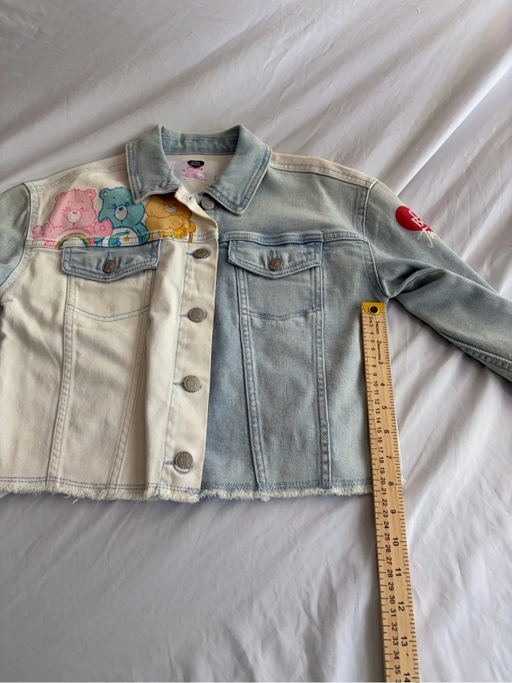 Justice Y2K Blue Denim Jacket (M)  & Jeans (size 8)with Pink Bear Patches NWT